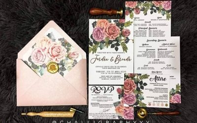 Floral Themed Invitations for Jordan & Brenda Wedding  #ElegantInvitations #…