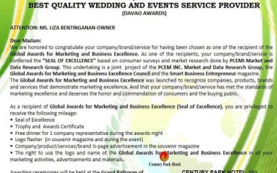 Thank you for choosing Events by Liz as the "Best Quality Wedding and Event…