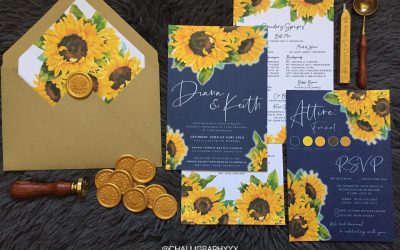 Sunflower Invites for our June Wedding  Thank You Challigraphyyy. www.eventsbyli…