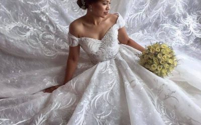 Enjoying her elegant Bridal Gown.  Mrs. Bevzjane Iguianon 
 www.eventsbyliz.com….