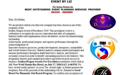 “Most Outstanding Event Planning Services Provider” Thank you so much Golden Dra…