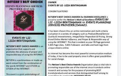 NETIZEN’S BEST CHOICE AWARDS: Events Planning Services Provider 2019 
 Another a…